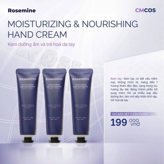 Set 3 tuýp kem tay Rosemine kem dưỡng da tay Rosemine dưỡng ẩm bảo vệ và nuôi dưỡng da tay 30g - Kosmi Beauty