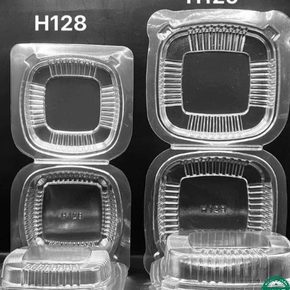[Lốc 100 cái] Hộp nhựa H128- Hộp xôi vuông - BAO BÌ VUI