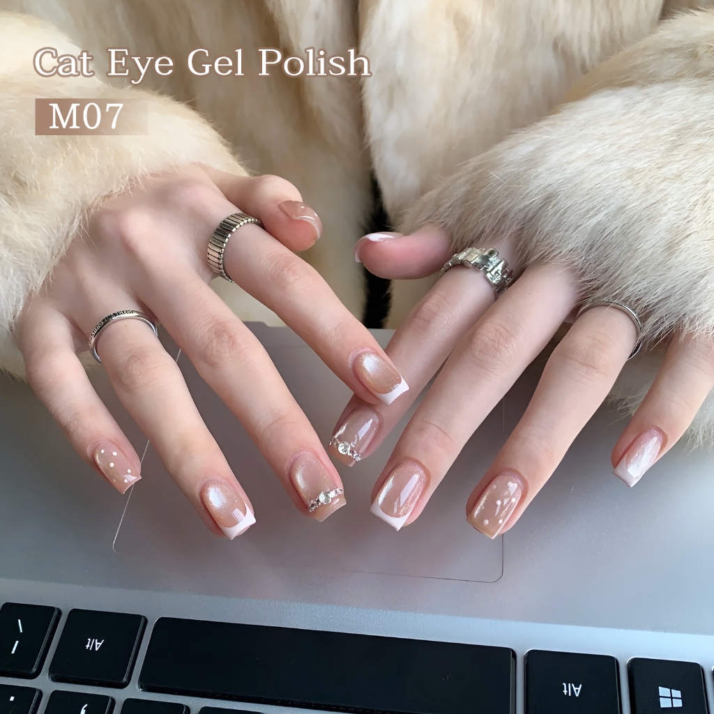 XEIJAYI 10ml - Sơn móng tay dạng gel màu mơ nude mắt mèo mới, bền màu và bóng, phù hợp cho mọi mùa.