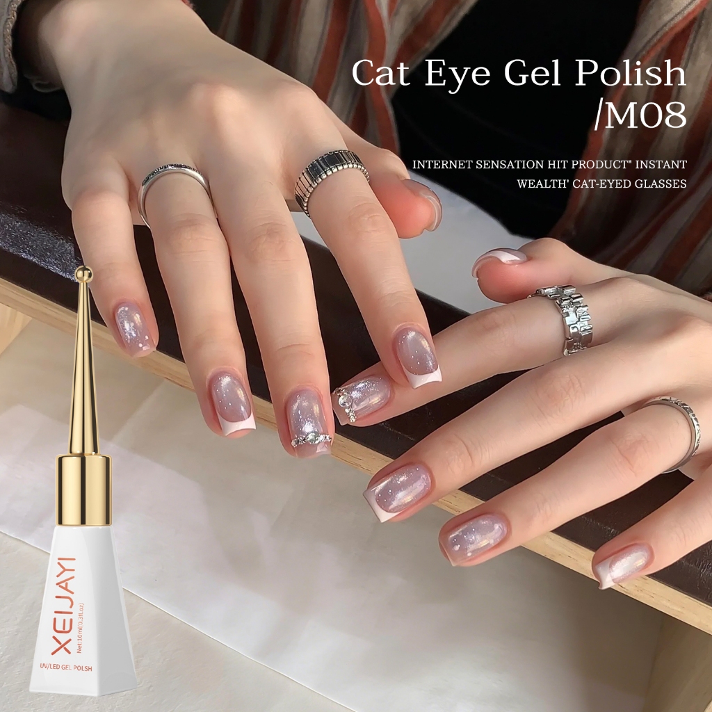 XEIJAYI 10ml - Sơn móng tay dạng gel màu hồng tím hiệu ứng mắt mèo mới, thích hợp cho các tiệm nail và tự làm tại nhà.