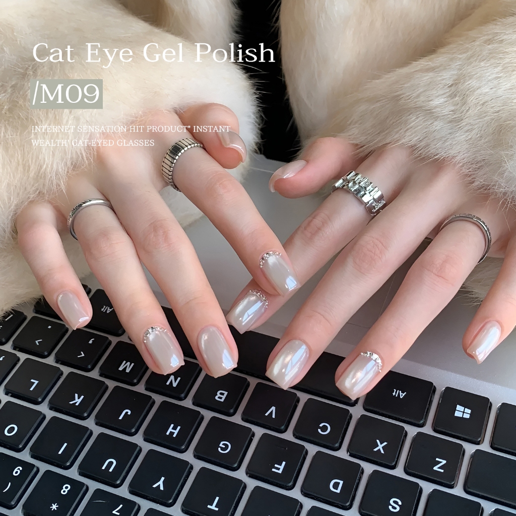 XEIJAYI 10ml - Sơn móng tay dạng gel mắt mèo trắng mới, độ bóng lâu trôi, thích hợp sử dụng hàng ngày.