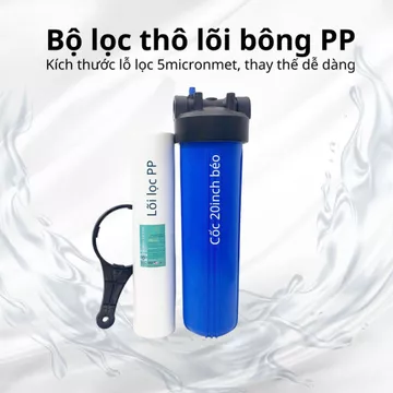 Bộ Lọc Tổng Bằng Lõi Bông PP Lỗ Lọc 5M, Lọc Đầu Nguồn Giếng Khoan, Nước Máy Công Suất 5000L/H