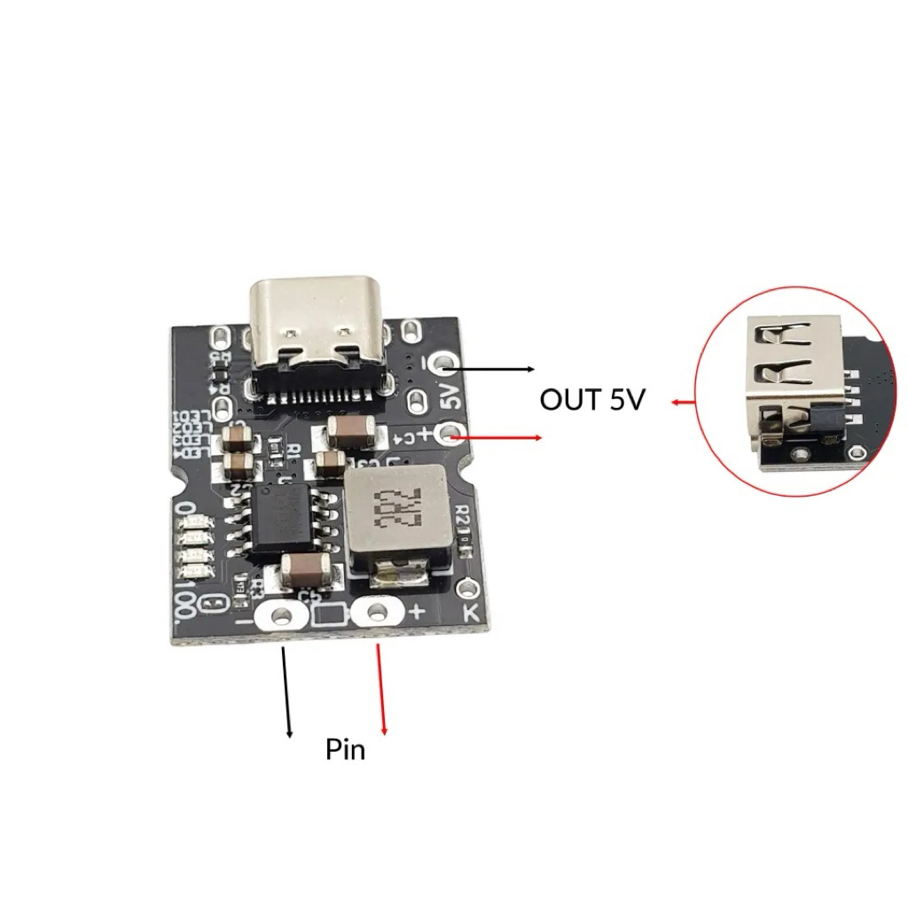 Mạch sạc pin / sạc dự phòng  1S 4.2V / 4.35V | tích hợp xả USB A 5V 2A | cho pin ion & lithium