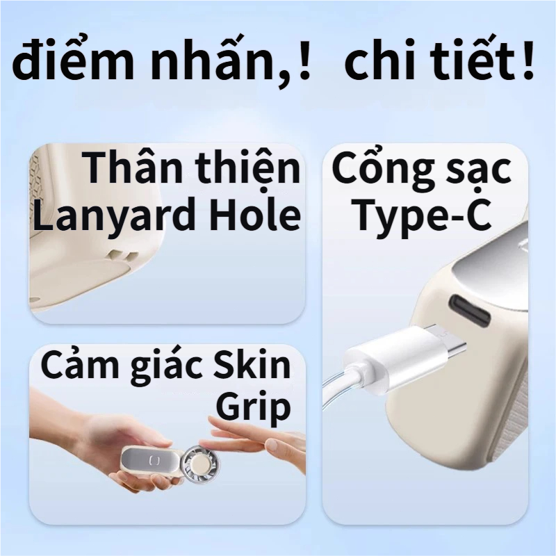 Quạt Cầm Tay Mini Turbo | 100 Cấp Điều Chỉnh | 10m/s Gió Mạnh | Pin 3000mAh | Sạc Nhanh Type-C | Nhẹ 108g