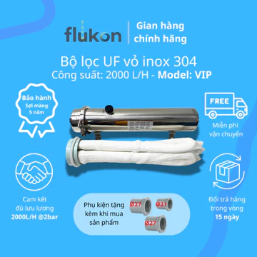 Máy Lọc Nước UF 2000L/H Sợi PVDF Siêu Dai, Vệ Sinh Dễ Dàng Lọc Nước Máy Thành Phố, Giếng Khoan