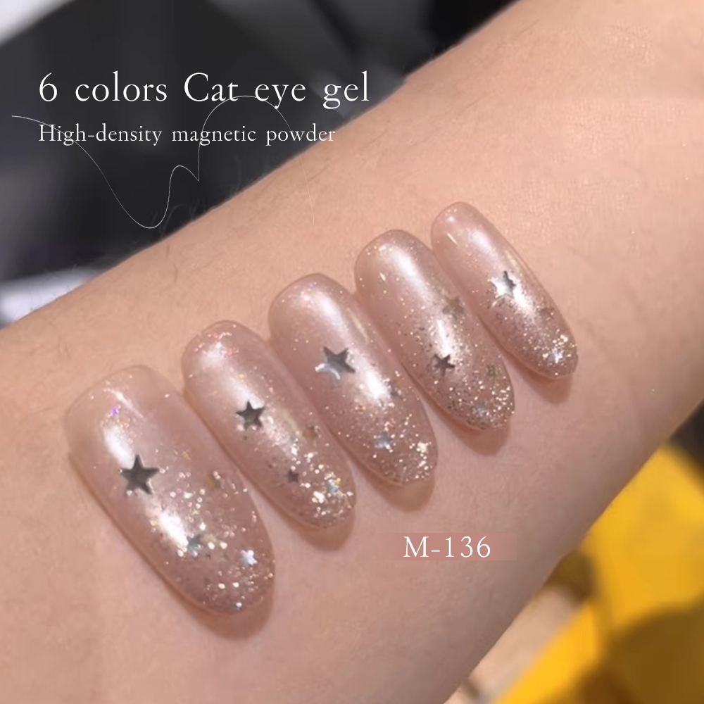 XEIJAYI 10ml - Sơn móng tay dạng gel mắt mèo màu xanh nhạt mới, bộ 6 màu, thích hợp sử dụng tại salon nail.