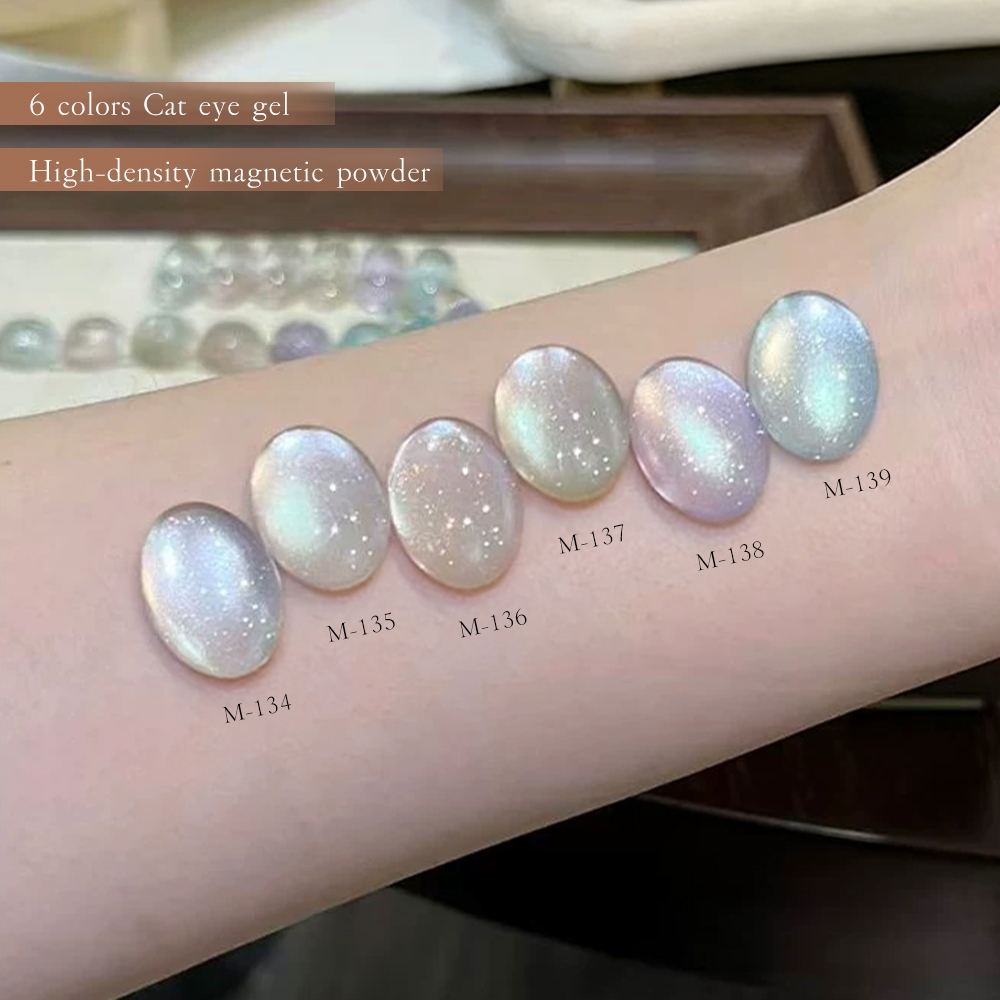 XEIJAYI 10ml - Sơn móng tay dạng gel mắt mèo màu xanh nhạt mới, bộ 6 màu, thích hợp sử dụng tại salon nail.