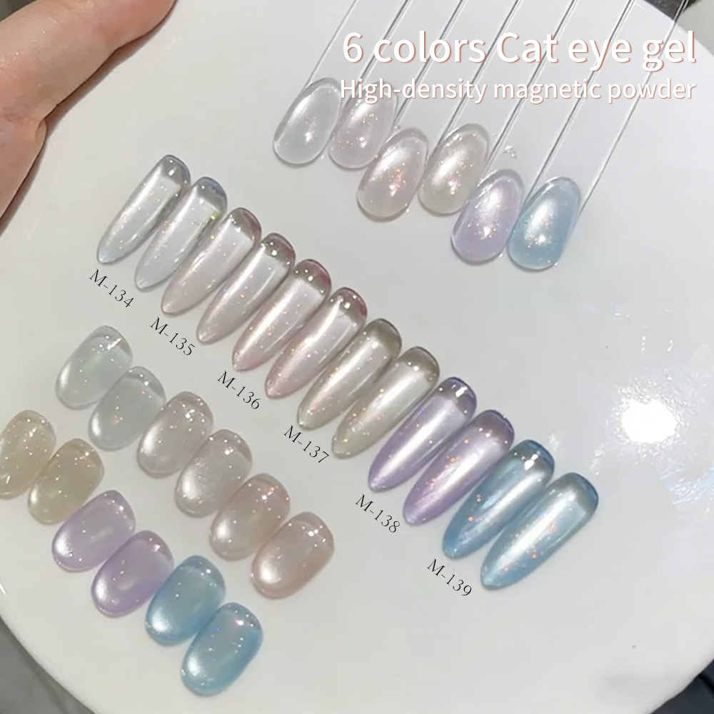 XEIJAYI 10ml - Sơn gel móng tay màu mơ nhạt và hồng nhạt hiệu ứng mắt mèo, hoàn hảo cho việc tự làm nghệ thuật vẽ móng.