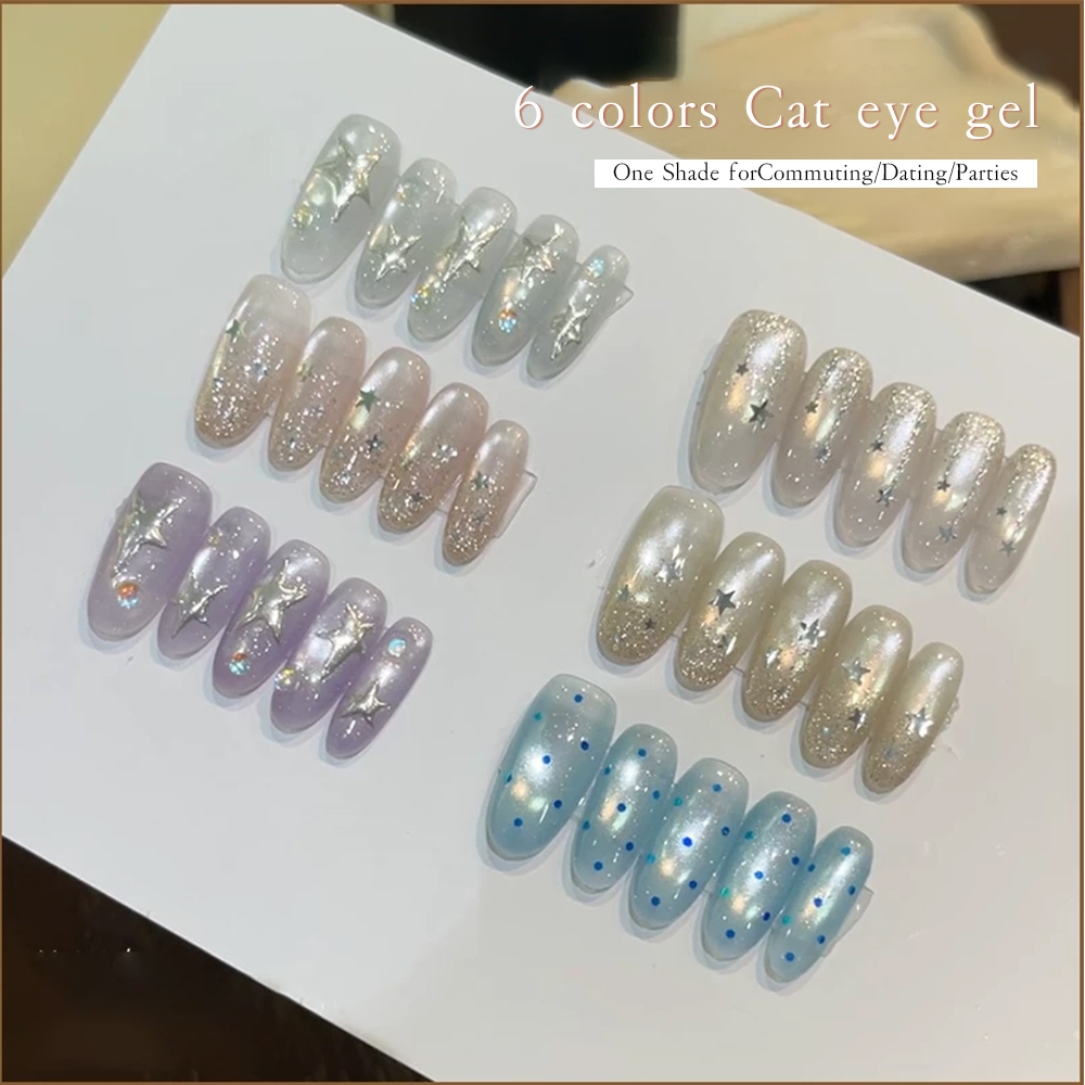XEIJAYI 10ml - Sơn gel móng tay màu mơ nhạt và hồng nhạt hiệu ứng mắt mèo, hoàn hảo cho việc tự làm nghệ thuật vẽ móng.
