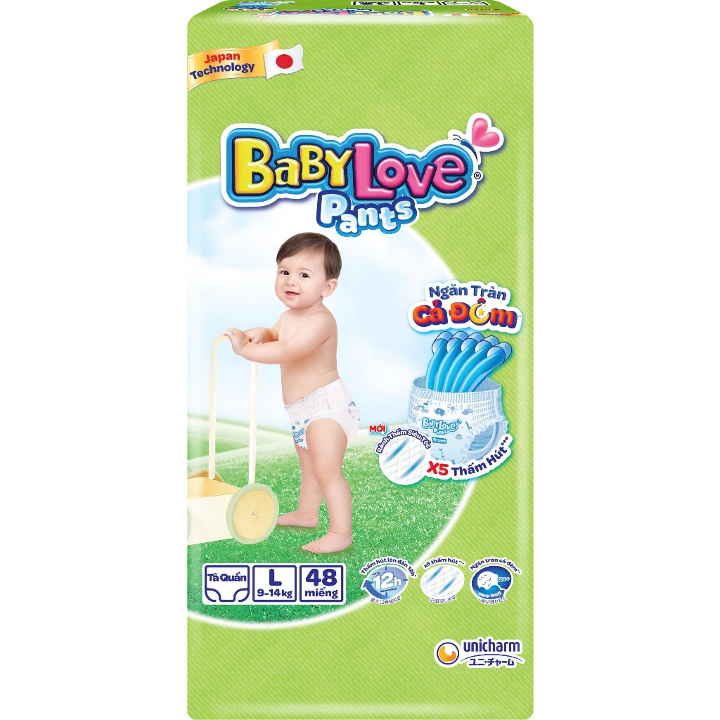 [DEAL T7] TÃ QUẦN BABYLOVE SIÊU THẤM HÚT (SIZE L/XXL) - CÔNG NGHỆ NHẬT BẢN TỪ TẬP ĐOÀN UNICHARM