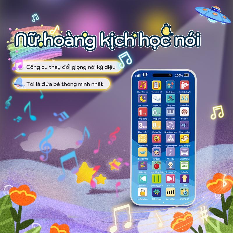Điện thoại đồ chơi trẻ em – Nhạc thiếu nhi tiếng Việt, đèn LED, hỗ trợ giáo dục sớm