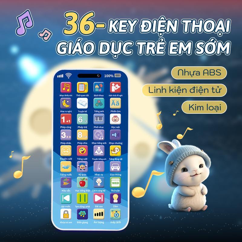 Điện thoại đồ chơi trẻ em – Nhạc thiếu nhi tiếng Việt, đèn LED, hỗ trợ giáo dục sớm
