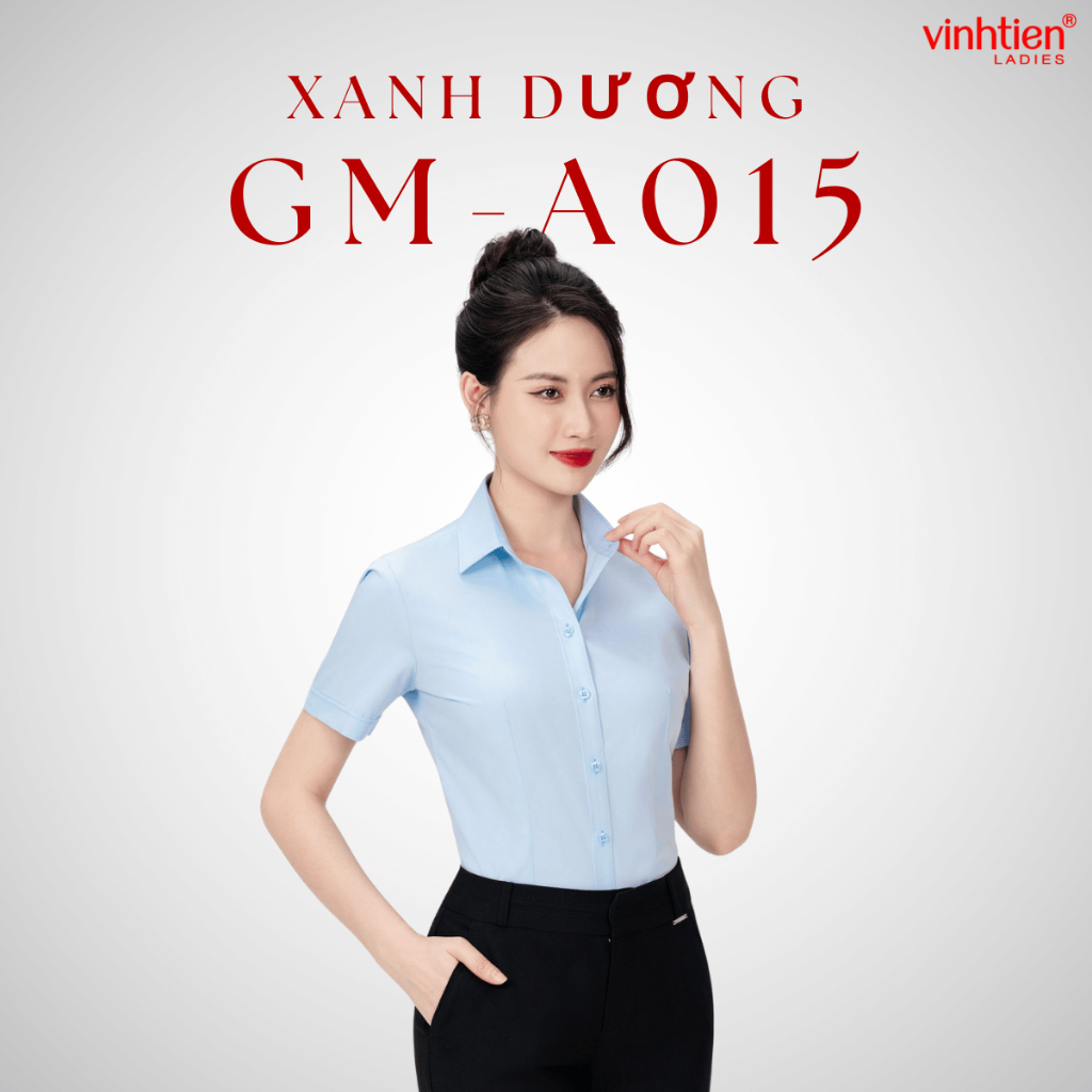 Áo Sơ Mi Nữ Ngắn Tay Vĩnh Tiến Ladies, Chất Liệu Bamboo, Vải Trơn - GTB 469