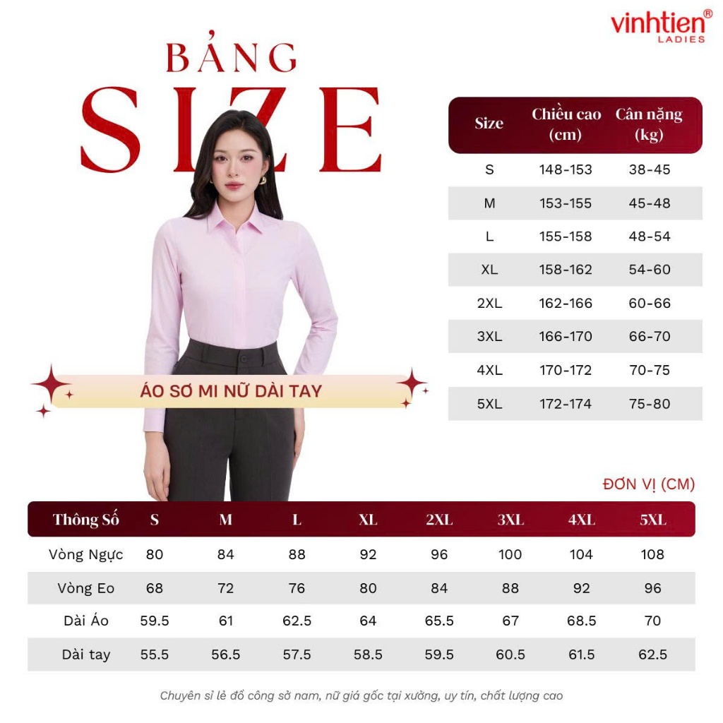 Áo Sơ Mi Nữ Dài Tay Công Sở Vĩnh Tiến Ladies, Chất Liệu Modal Sợi Gỗ - GTB 475