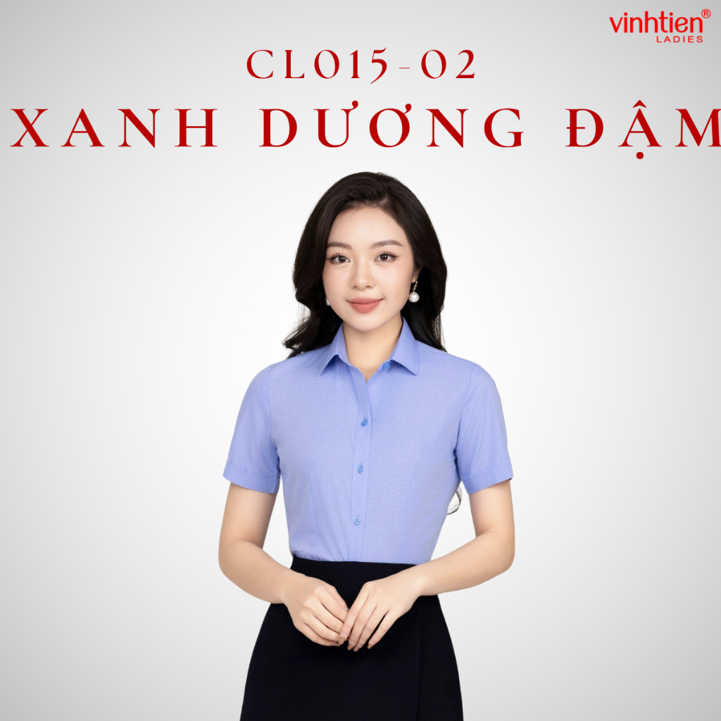 Áo Sơ Mi Nữ Ngắn Tay Vĩnh Tiến Ladies, Chất Liệu Cotton, Hoạ Tiết Caro - GTB 419