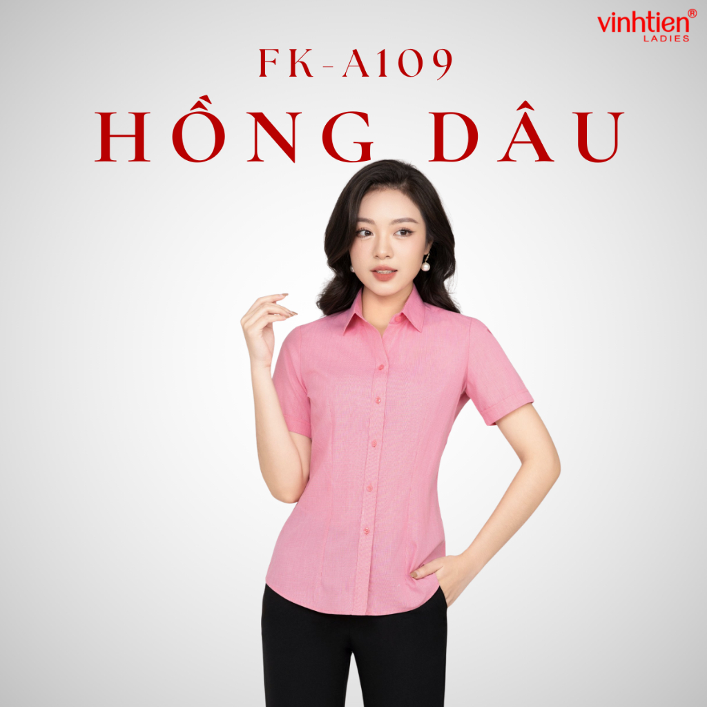 Áo Sơ Mi Nữ Ngắn Tay Vĩnh Tiến Ladies, Chất Liệu Cotton, Hoạ Tiết Caro - GTB 419