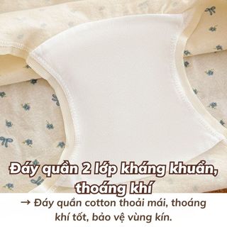 Quần lót nữ cotton cao cấp dáng đùi cạp vừa, Quần boxer nữ họa tiết hoa nhí xinh xắn DEVARI L5522
