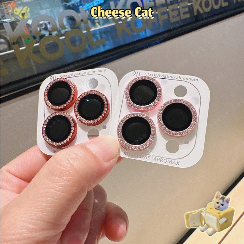 Phim bảo vệ ống kính độ nét cao trang trí kim cương màu cho iPhone 11 12 13 14 15 16 17 Pro Max