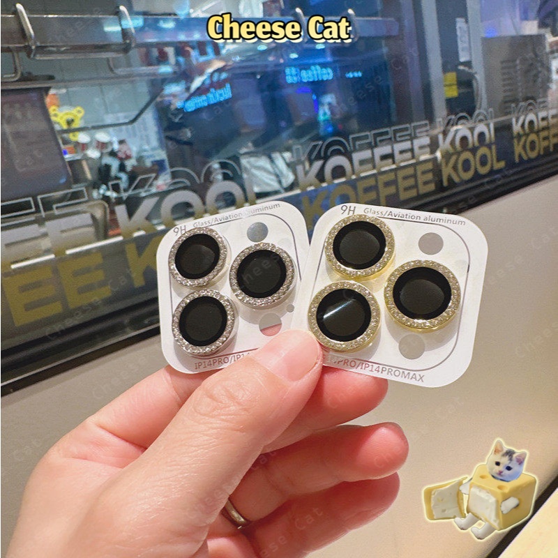 Phim bảo vệ ống kính độ nét cao trang trí kim cương màu cho iPhone 11 12 13 14 15 16 17 Pro Max