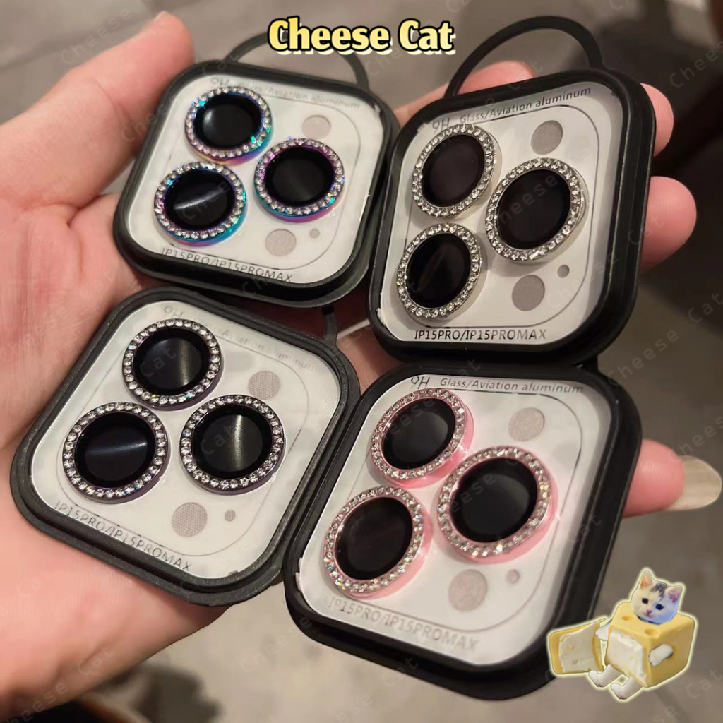 Phim bảo vệ ống kính độ nét cao trang trí kim cương màu cho iPhone 11 12 13 14 15 16 17 Pro Max