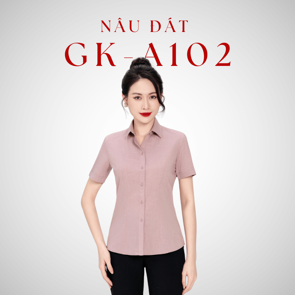 Áo Sơ Mi Nữ Ngắn Tay Công Sở Vĩnh Tiến Ladies, Chất Liệu Bamboo, Họa Tiết Kẻ Ô Vuông - GTB 495