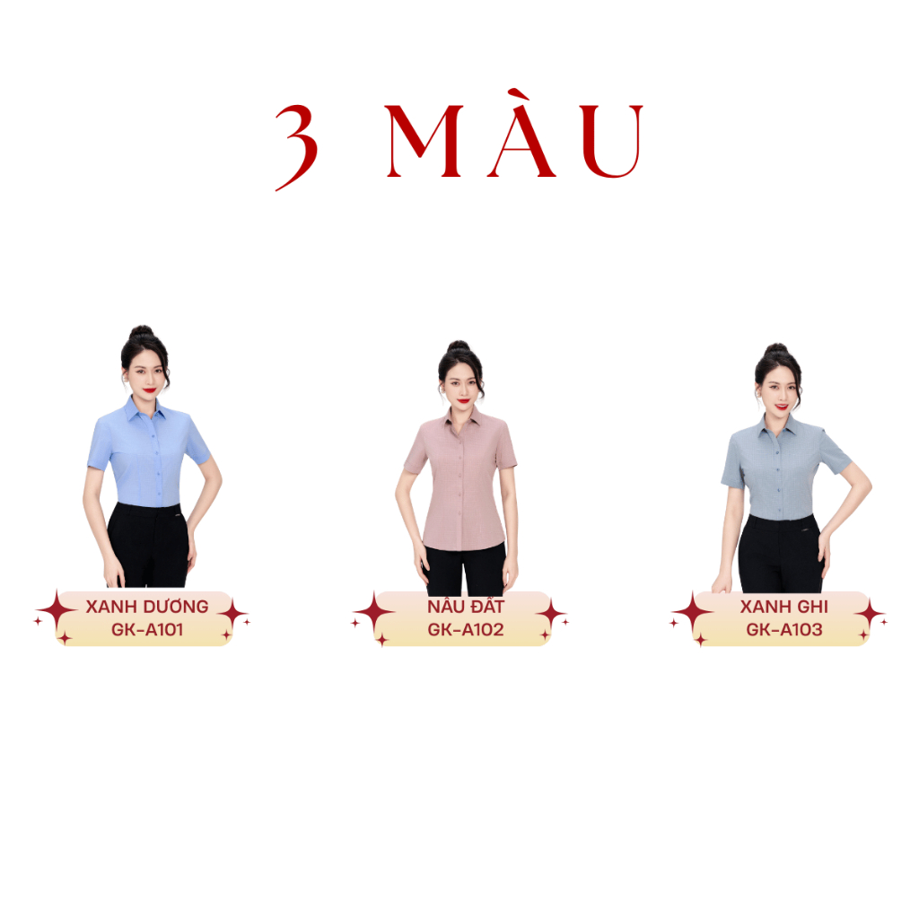 Áo Sơ Mi Nữ Ngắn Tay Công Sở Vĩnh Tiến Ladies, Chất Liệu Bamboo, Họa Tiết Kẻ Ô Vuông - GTB 495