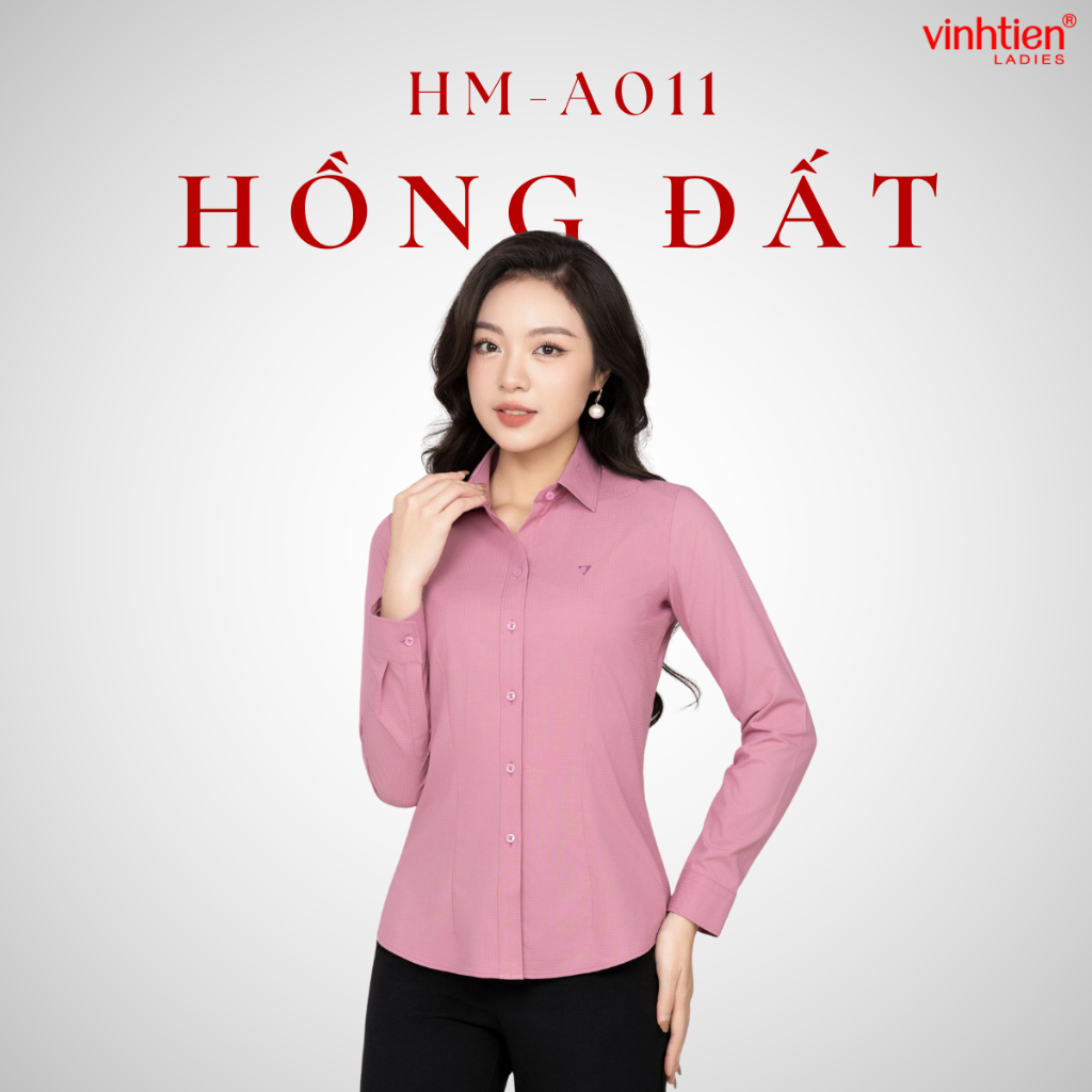 Áo Sơ Mi Dài Tay Vĩnh Tiến Ladies Chất Liệu Bamboo Sợi Tre Họa Tiết Kẻ Ô Dệt Chìm - GTB 575