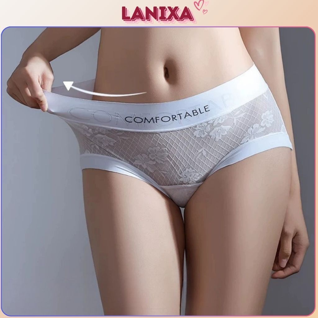 Quần lót nữ su cao cấp phối ren lưới sang trọng thoáng mát cạp vừa tôn dáng gợi cảm LANIXA L1268