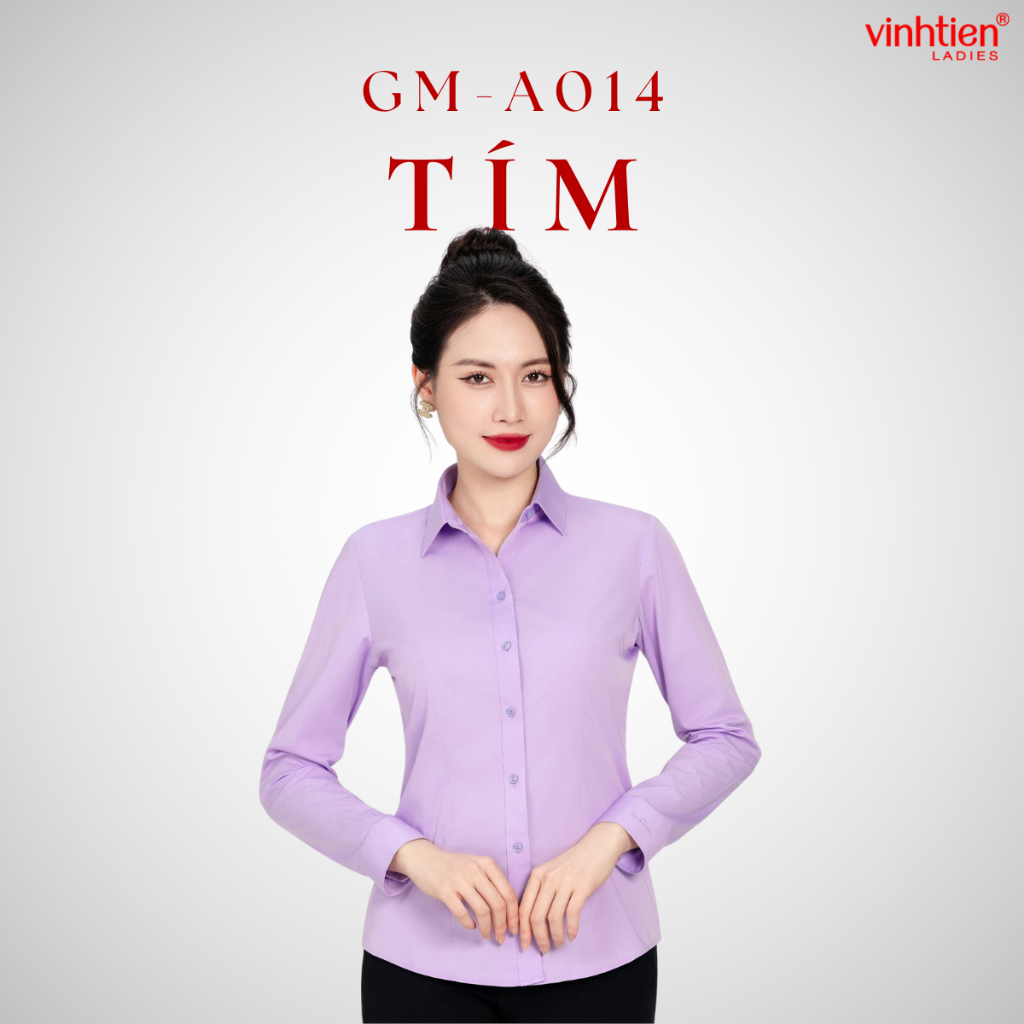 Áo Sơ Mi Nữ Dài Tay Vĩnh Tiến Ladies, Chất Liệu Bamboo Sợi Tre, Vải Trơn - GTB 575