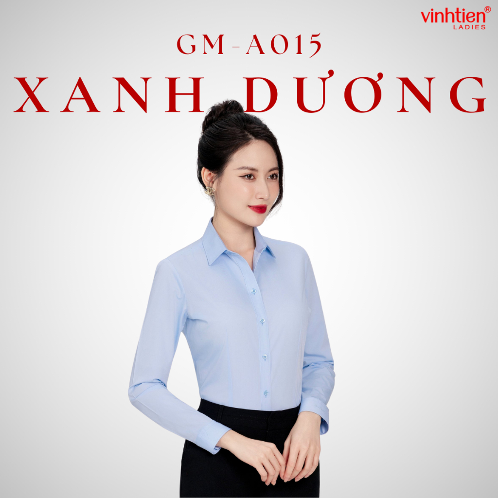 Áo Sơ Mi Nữ Dài Tay Vĩnh Tiến Ladies, Chất Liệu Bamboo Sợi Tre, Vải Trơn - GTB 575