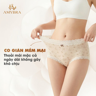[ BST 2026 ] Quần Lót Nữ AMYBRA Phối Ren Dáng Đùi Ôm Mông, Quần Boxer Nữ Cotton Mềm Thoáng Khí L5918