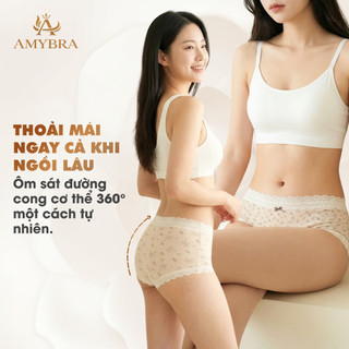 [ BST 2026 ] Quần Lót Nữ AMYBRA Phối Ren Dáng Đùi Ôm Mông, Quần Boxer Nữ Cotton Mềm Thoáng Khí L5918