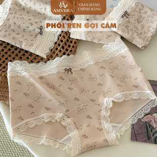 [ BST 2026 ] Quần Lót Nữ AMYBRA Phối Ren Dáng Đùi Ôm Mông, Quần Boxer Nữ Cotton Mềm Thoáng Khí L5918