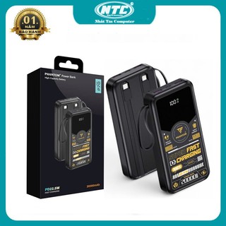 [Có 3C] Sạc dự phòng PHANTOM P70 20000mAh tích hợp 2 cáp TypeC 20W & LN USB 22.5W cổng typec In/Out