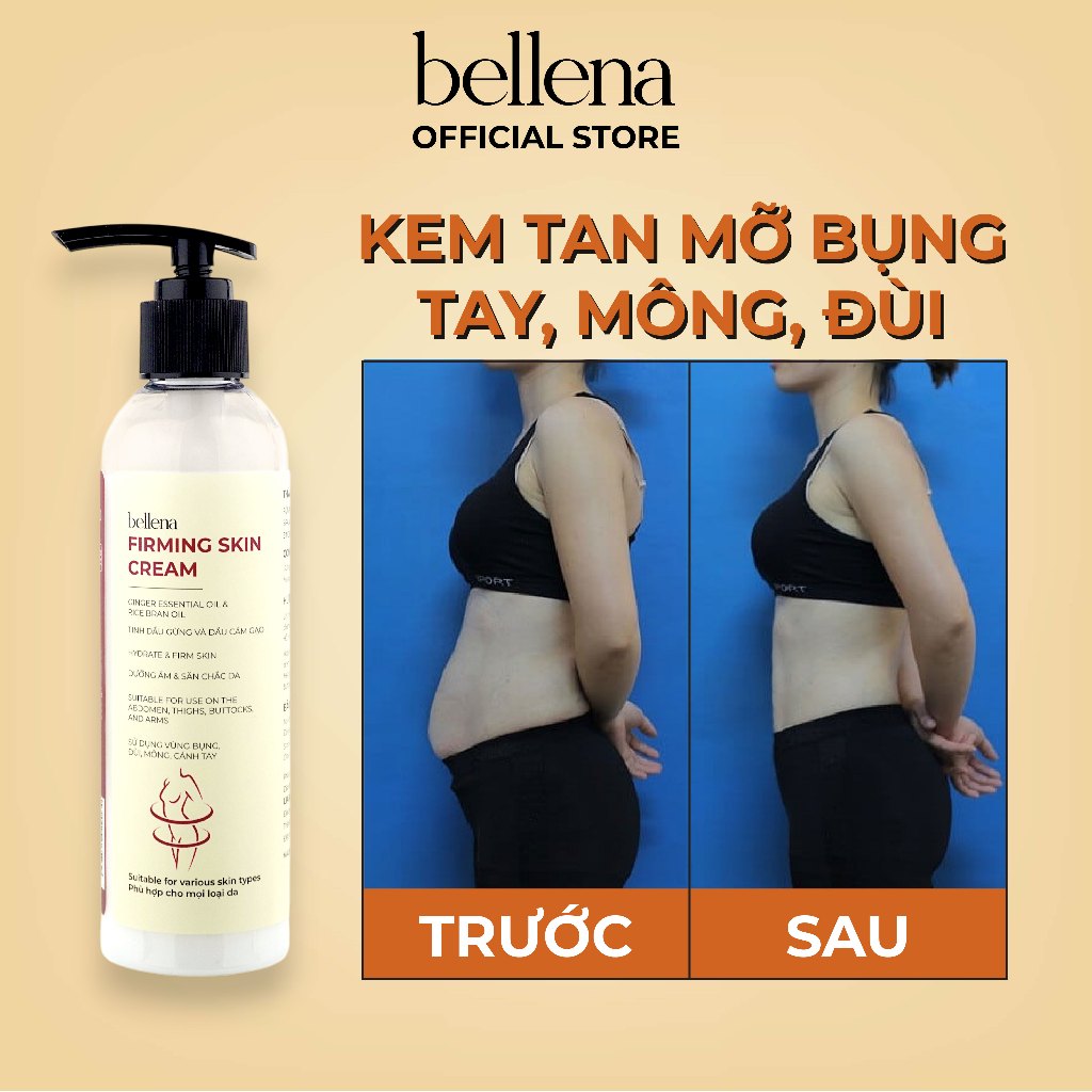 Kem tan mỡ bụng giảm mỡ bụng đùi bắp tay bụng dưới Bellena Firming Skin Cream 200ml
