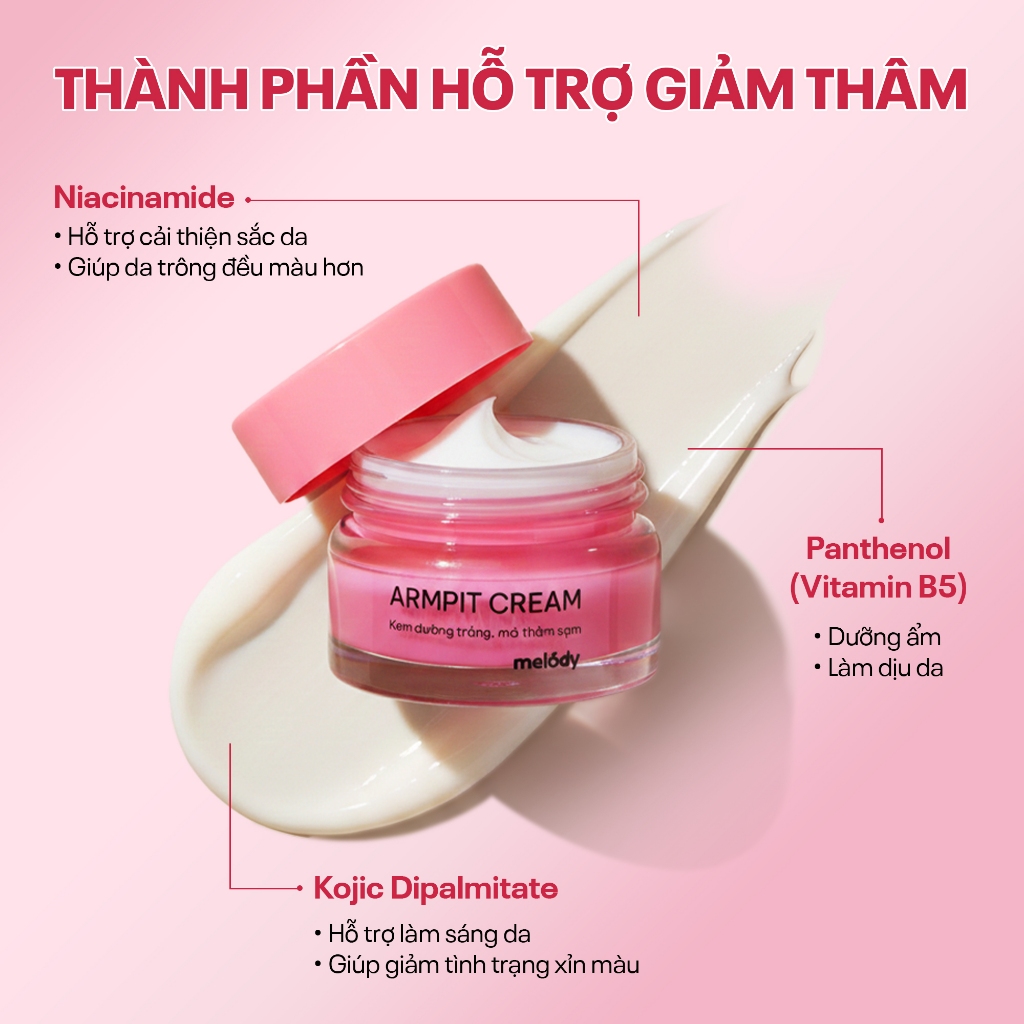 Kem Giảm Thâm Nách ARMPIT CREAM MELODY 10g, Dưỡng Sáng Mịn, Giảm Thâm Sạm Vùng Nách