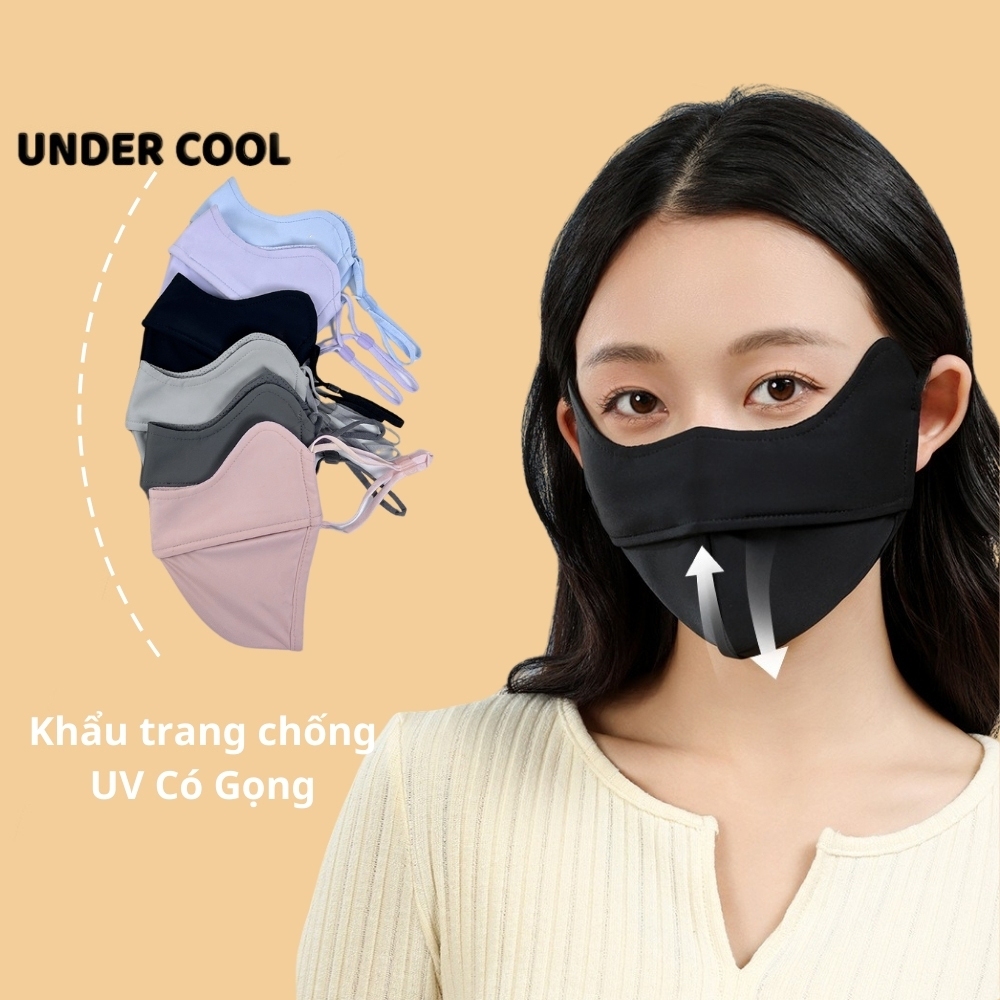 Khẩu Trang Chống Tia UV - Có Gọng - UNDERCOOL Khẩu Trang Vải Chống Nắng UPF50+ Chống Vết Trang Điểm Vết Son KT05