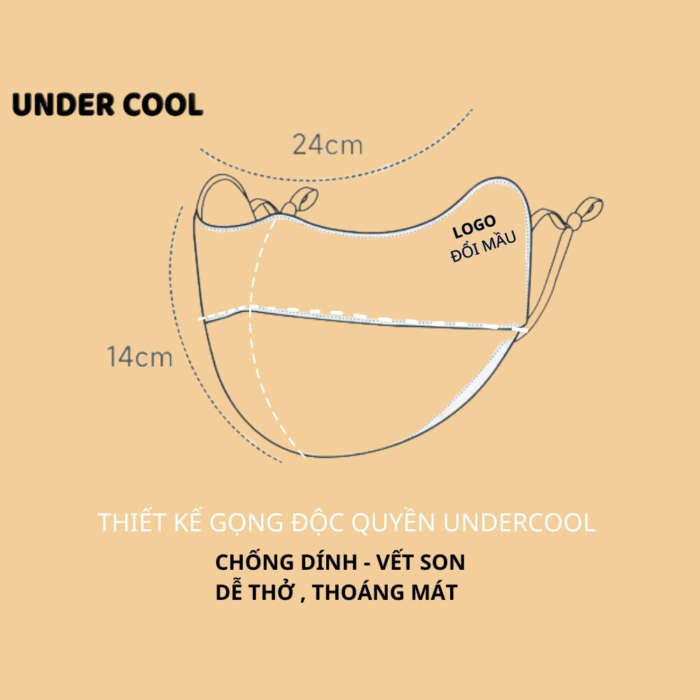 Khẩu Trang Chống Tia UV - Có Gọng - UNDERCOOL Khẩu Trang Vải Chống Nắng UPF50+ Chống Vết Trang Điểm Vết Son KT05