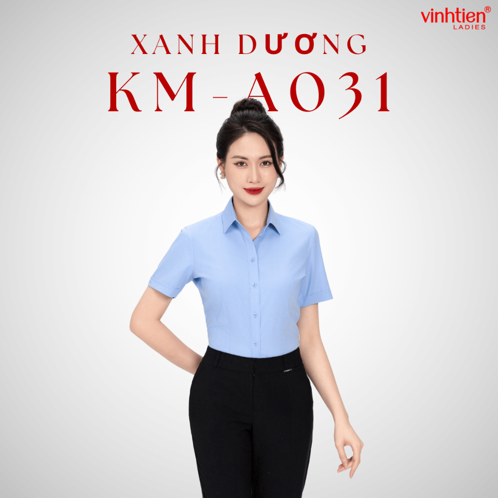Áo Sơ Mi Ngắn Tay  Vĩnh Tiến Ladies, Chất Liệu Bamboo, Hoạ Tiết Vải Xước - GTB 495