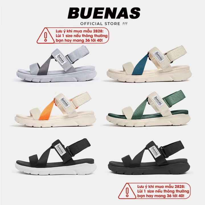 Giày sandal Buenas Alpha 2828 quai hậu nam nữ - dép quai chéo đi học đế cao 4cm