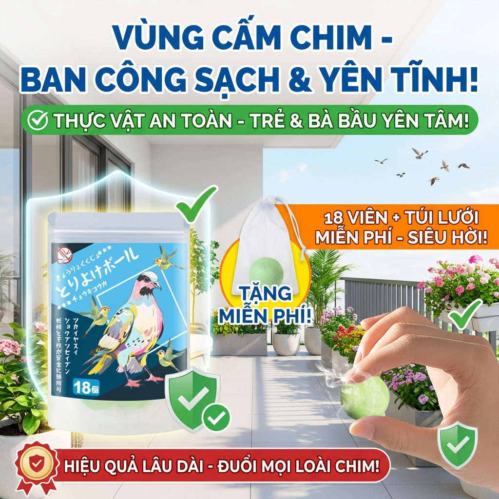 Dùng là hiệu quả, xua đuổi chim.  Viên đuổi chim Chim không dám lại gần, yên tĩnh hơn.