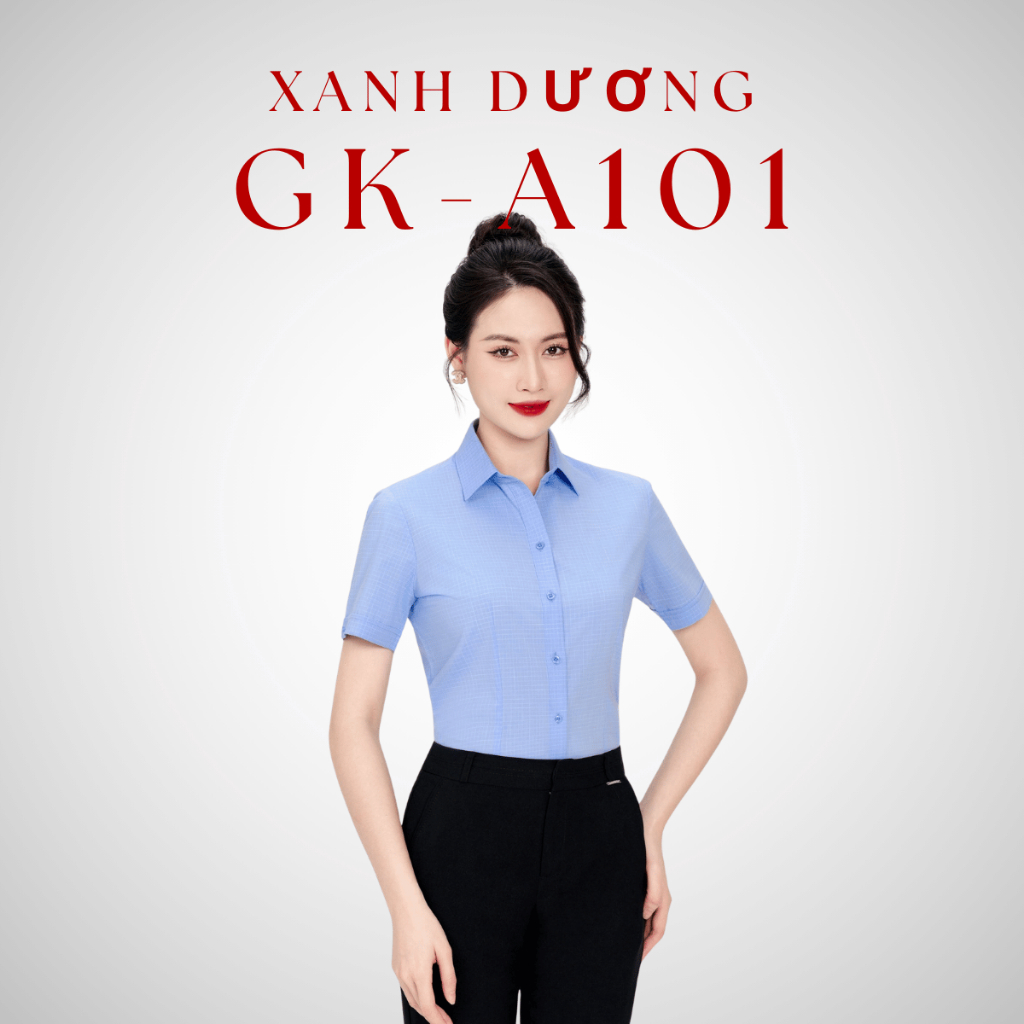 Áo Sơ Mi Nữ Ngắn Tay Công Sở Vĩnh Tiến Ladies, Chất Liệu Bamboo, Họa Tiết Kẻ Ô Vuông - GTB 495