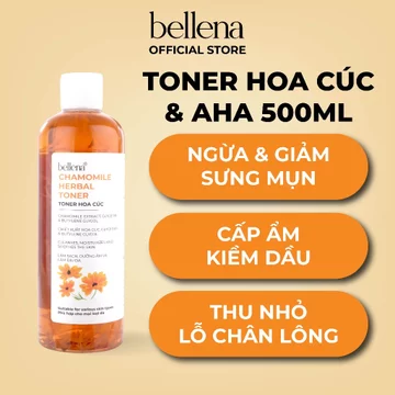 Toner hoa cúc cho da dầu mụn Calendula nước hoa hồng Bellena Chamomile Herbal Toner 500ml