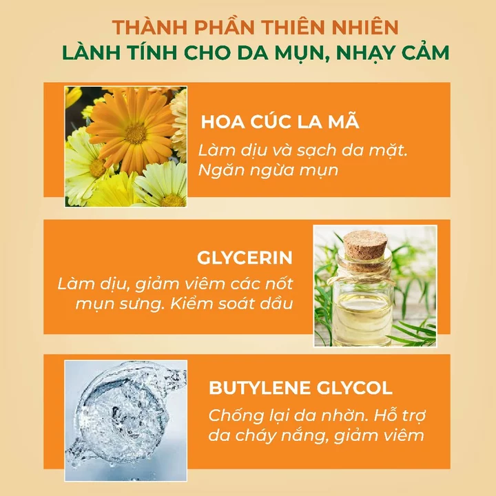 Toner hoa cúc cho da dầu mụn Calendula nước hoa hồng Bellena Chamomile Herbal Toner 500ml