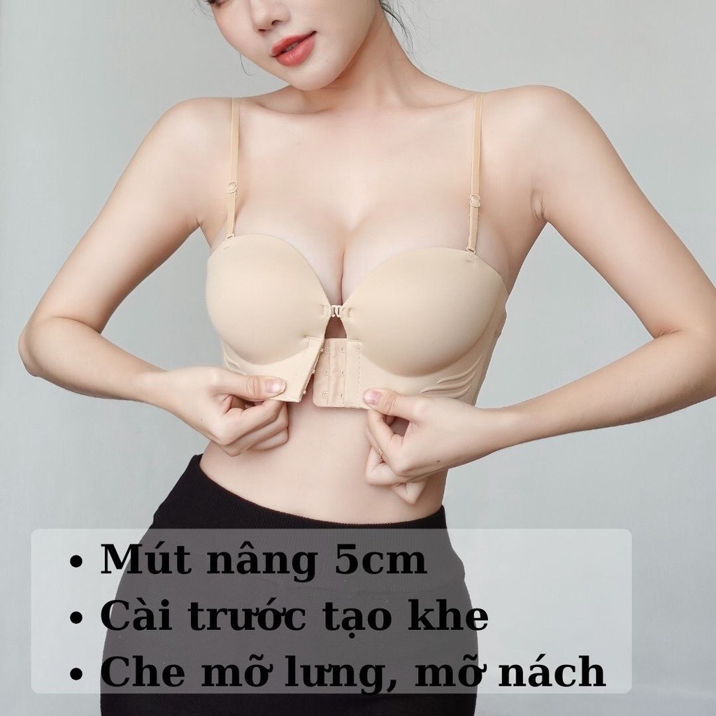 Áo Lót Áo Ngực Bra Nữ Bra Chất Su Áo Không Dây Cài Trước Nâng Ngực Tạo Khe Mút Dày 5CM Che Mỡ 946