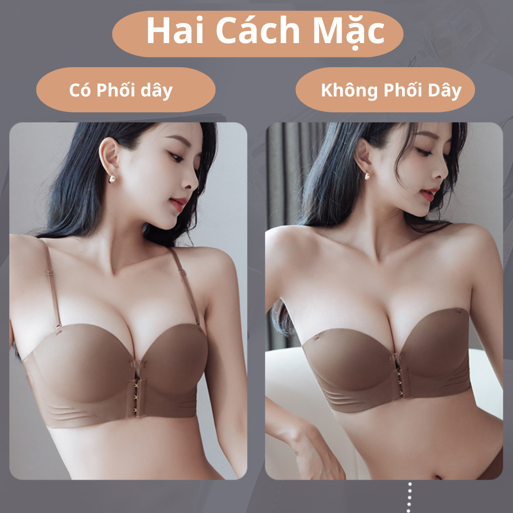 Áo Lót Áo Ngực Bra Nữ Bra Chất Su Áo Không Dây Cài Trước Nâng Ngực Tạo Khe Mút Dày 5CM Che Mỡ 946