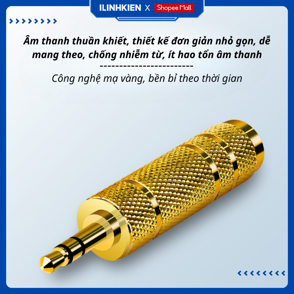 Jack Chuyển Đổi Âm Thanh 6.5mm Sang 3.5mm/3.5mm sang 6.5mm Mạ Vàng Chống Nhiễu, Đầu Chuyển Tai Nghe, Loa ILinhkien