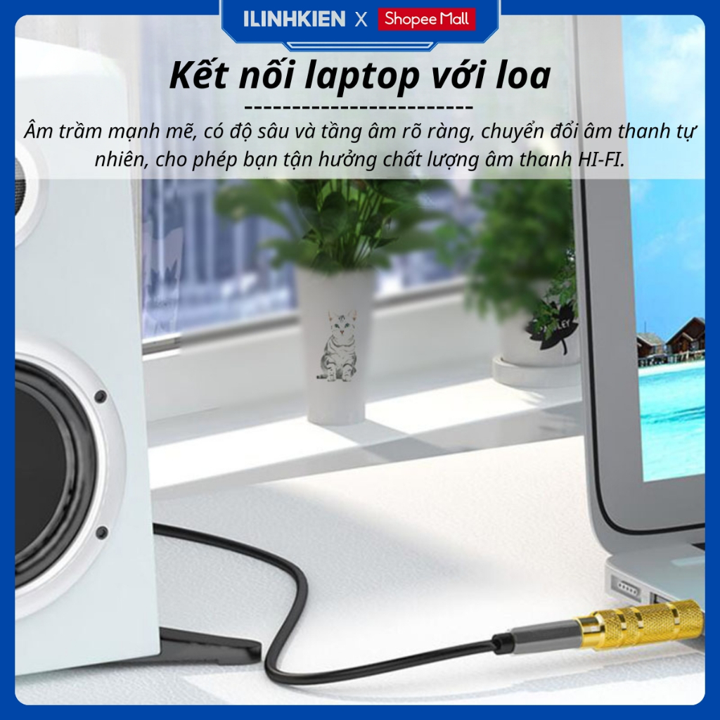 Jack Chuyển Đổi Âm Thanh 6.5mm Sang 3.5mm/3.5mm sang 6.5mm Mạ Vàng Chống Nhiễu, Đầu Chuyển Tai Nghe, Loa ILinhkien