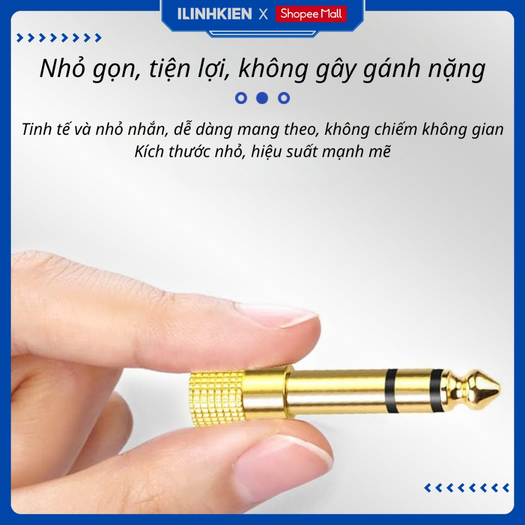 Jack Chuyển Đổi Âm Thanh 6.5mm Sang 3.5mm/3.5mm sang 6.5mm Mạ Vàng Chống Nhiễu, Đầu Chuyển Tai Nghe, Loa ILinhkien
