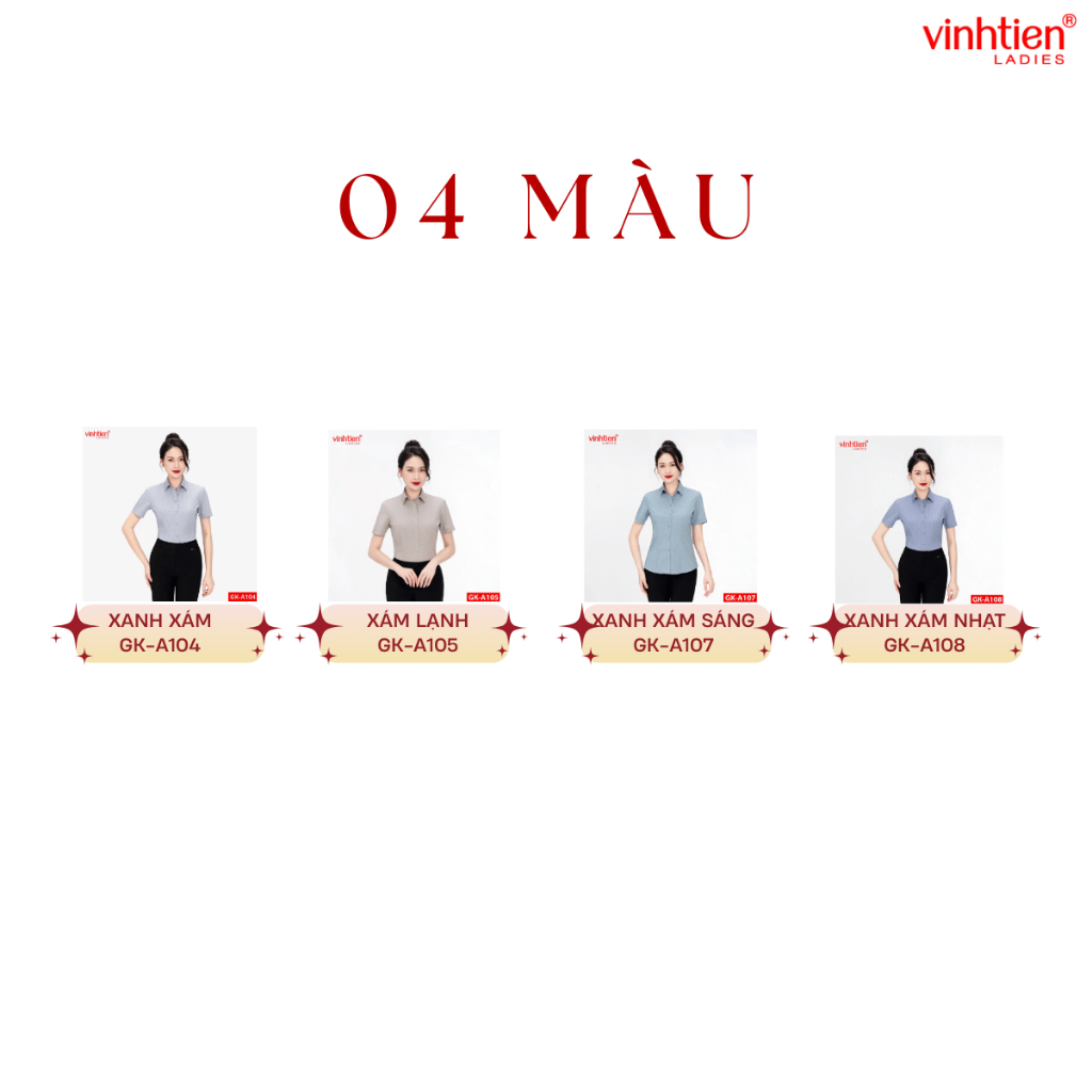 Áo Sơ Mi Nữ Ngắn Tay Công Sở Vĩnh Tiến Ladies, Chất Liệu Bamboo Sợi Tre Họa Tiết Kẻ Sọc - GTB 495